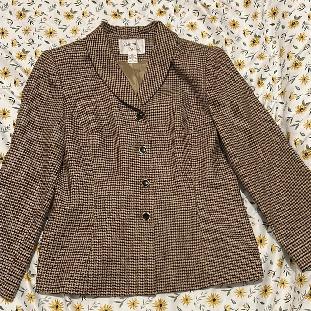 Donna Nicole Houndstooth Design Pure Wool Blazer - Picture 2 of 7